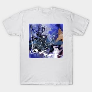 the blue stream painting ecopop art illustration in water oil T-Shirt